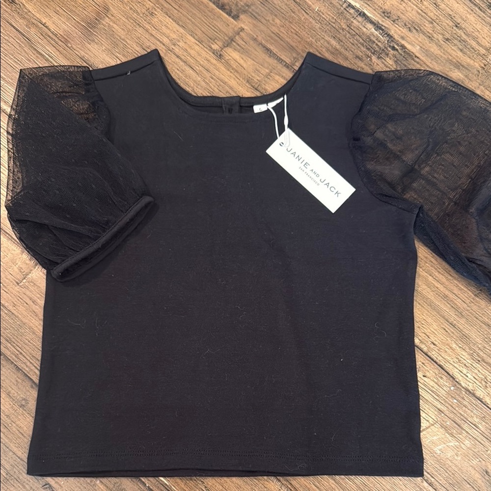 Janie and Jack Black Puff Sleeve Blouse
